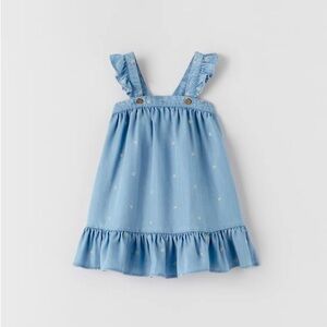 EUC Zara Baby Chambray Daisy Flowy Dress Size 18-24 Months